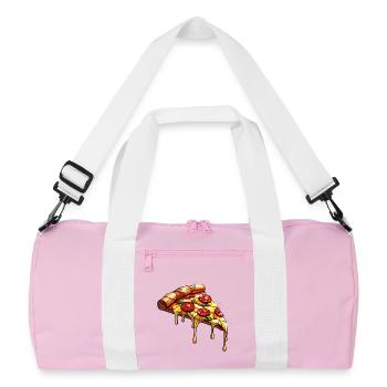 Shiny salami pizza with basil - Recycled Duffel Bag - pink/white - Front