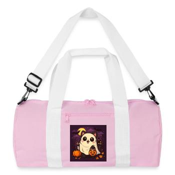 Cuddly Halloween Ghost Cat - Recycled Duffel Bag - pink/white - Front