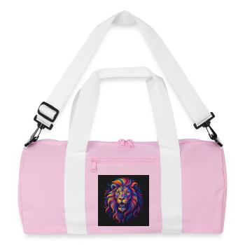 Neonfarben Löwenkopf Kunstwerk - Recycelte Duffel Bag - Rosa/Weiß - Vorne