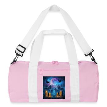 Moonlit Night of the Wolves - Recycled Duffel Bag - pink/white - Front