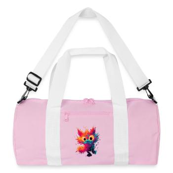 Watercolor_Spiky_Cat_Art - Sac de sport recyclé - rose/blanc - Devant