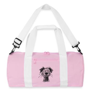 Skizze Hundeporträt schelmisch - Recycelte Duffel Bag - Rosa/Weiß - Vorne