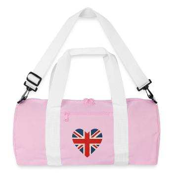 Heart Flag Union Jack UK - Recycled Duffel Bag - pink/white - Front