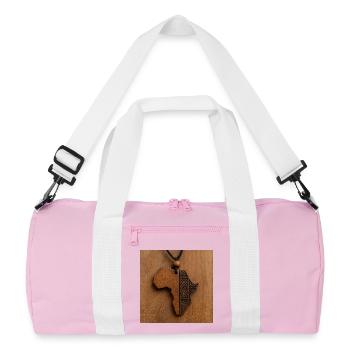 Africa Wood Engraved Tribal Pattern - Recycled Duffel Bag - pink/white - Front