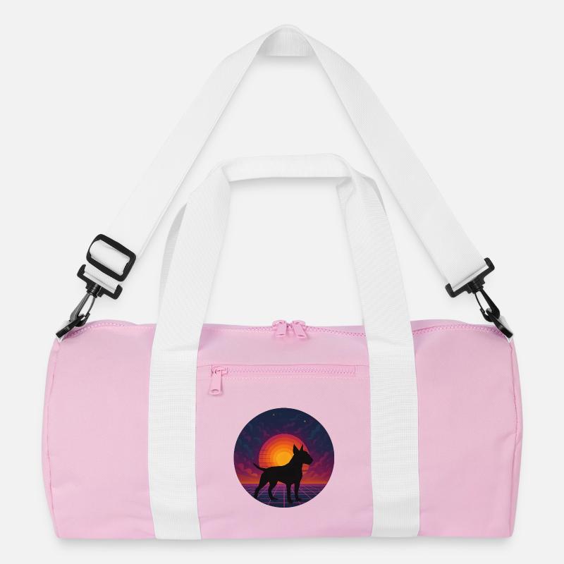 Neon Sunset Dog Silhouette Recycled Duffel Bag