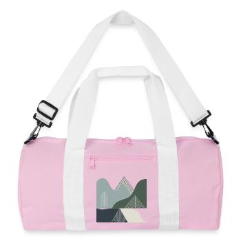 Geometric mountain landscapes - Recycled Duffel Bag - pink/white - Front