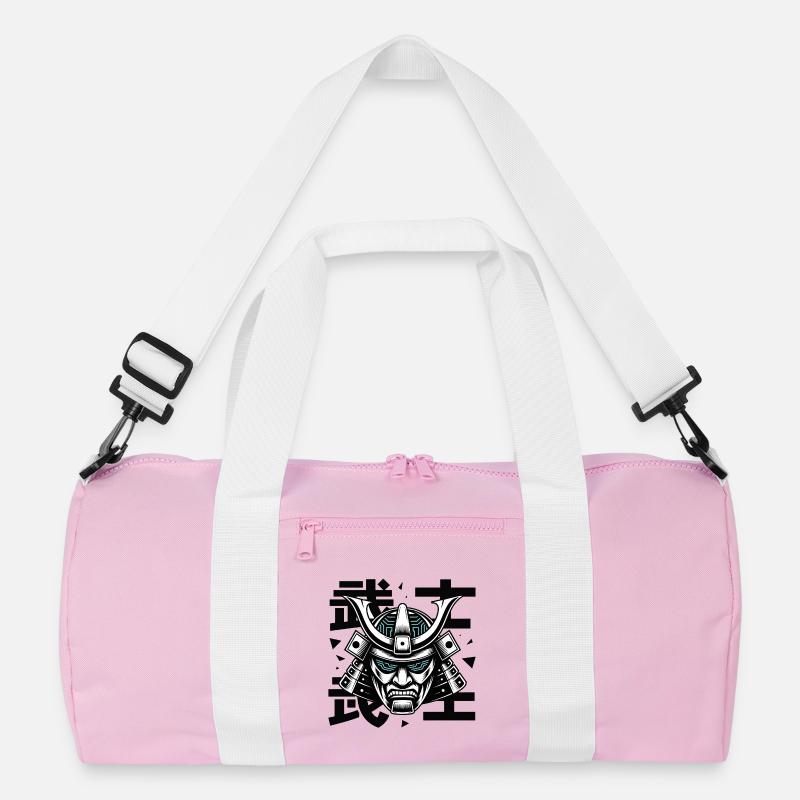 Futuristische Samurai-Masken-Glyphe - Recycelte Duffel Bag - Rosa/Weiß