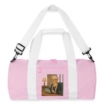 on tablet game night - Recycled Duffel Bag - pink/white - Front