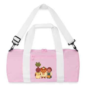 Rote Bete, Borsch und Salat - Recycelte Duffel Bag - Rosa/Weiß - Vorne