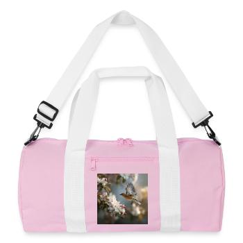 Spring sparrow in blossom flight - Recycled Duffel Bag - pink/white - Front