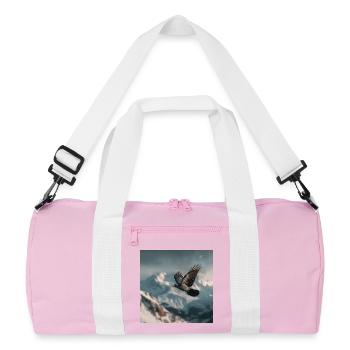 Raven above the snowy peaks Alpine crow - Recycled Duffel Bag - pink/white - Front