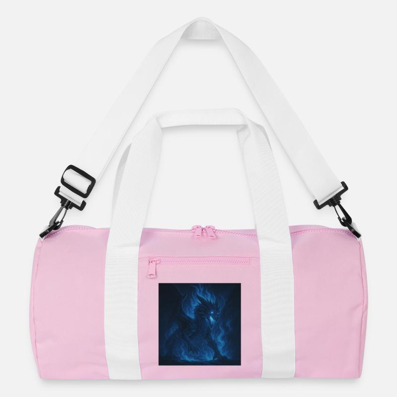 Blauer Feuerdrache im Nachtschatten Recycelte Duffel Bag