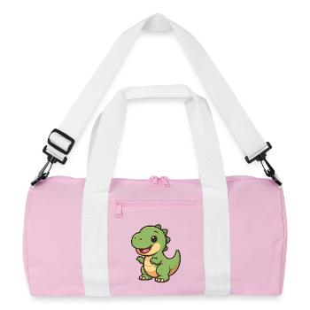 Happy Dino Cuddle Clipart - Recycled Duffel Bag - pink/white - Front