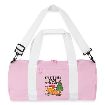 Chat Noël Sage et Gourmand - Sac de sport recyclé - rose/blanc - Devant