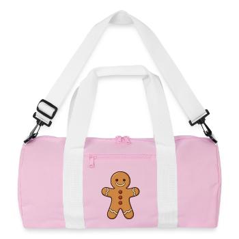 Lebkuchenmann mit Zuckerguss Knöpfen - Recycelte Duffel Bag - Rosa/Weiß - Vorne