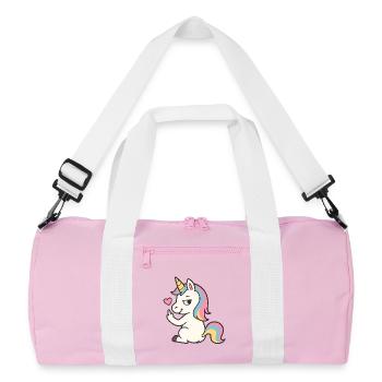 Licorne espiègle au cœur – Déclaration de licorne douce - Sac de sport recyclé - rose/blanc - Devant