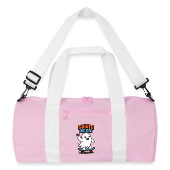 Ghost skater on skateboard - Recycled Duffel Bag - pink/white - Front