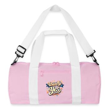 Usually Yes Retro Script - Recycelte Duffel Bag - Rosa/Weiß - Vorne