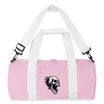 Headache at work:Flaming skull in the storm - Recycled Duffel Bag - pink/white - Front