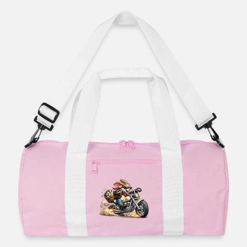 Easter bunny on motorcycle Recycled Duffel Bag