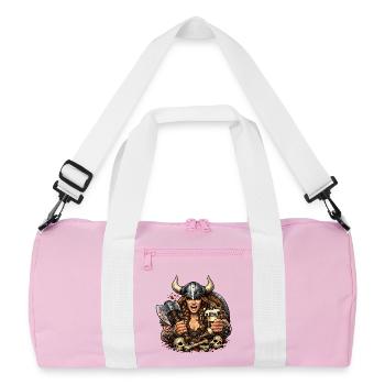 Viking warrior with helmet and beer - Recycled Duffel Bag - pink/white - Front