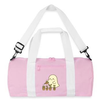 Cute Gardening Ghost ,Cozy Plant Lover - Recycled Duffel Bag - pink/white - Front