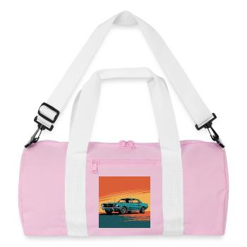 Muscle Car turquoise au coucher du soleil - Sac de sport recyclé - rose/blanc - Devant