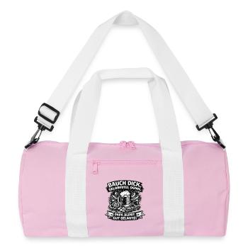 Papa reste de bonne humeur – bière et portefeuille - Sac de sport recyclé - rose/blanc - Devant