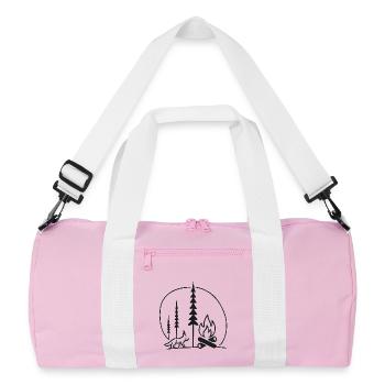 Campfire Forest Line Art Fans Gift Idea - Recycled Duffel Bag - pink/white - Front