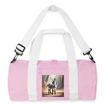 Federleichter Esel im Morgenlicht - Recycelte Duffel Bag - Rosa/Weiß - Vorne