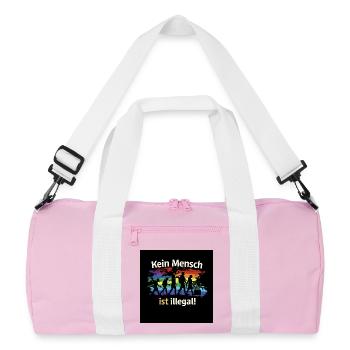 No one is illegal - Recycled Duffel Bag - pink/white - Front