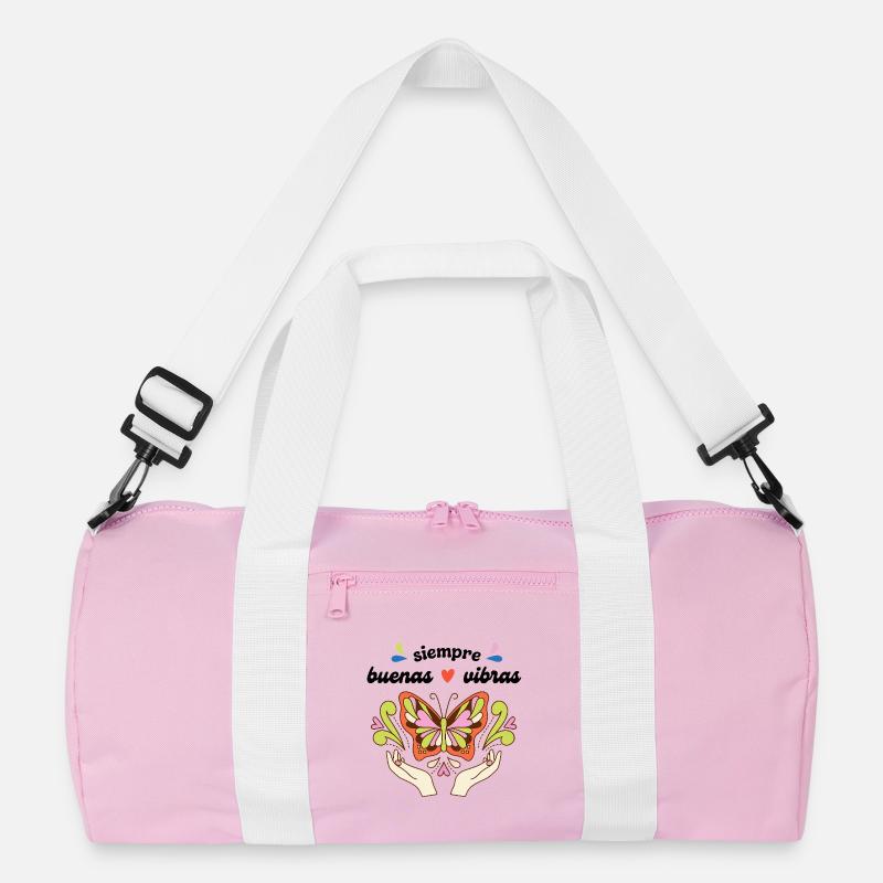 Immer – gute – Vibes - Recycelte Duffel Bag - Rosa/Weiß