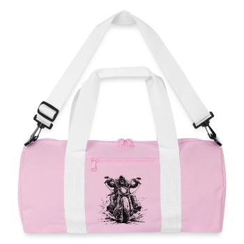 Chopperfahrer frontal im Comic-Stil - Recycelte Duffel Bag - Rosa/Weiß - Vorne