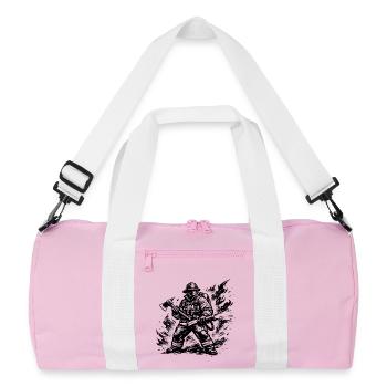 Heroic Firefighter Comic Style Black White - Recycled Duffel Bag - pink/white - Front