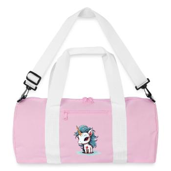 Blue-haired unicorn with stars - Recycled Duffel Bag - pink/white - Front