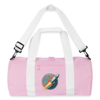 Raketenstart über Weltkugel - Recycelte Duffel Bag - Rosa/Weiß - Vorne
