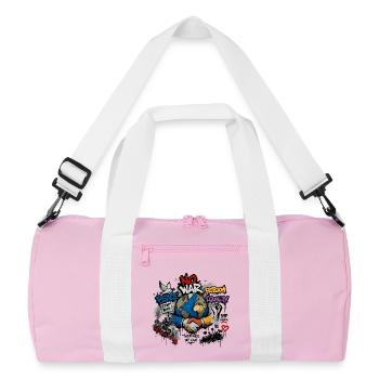 Graffiti pour la paix mondiale : se joindre les mains - Sac de sport recyclé - rose/blanc - Devant