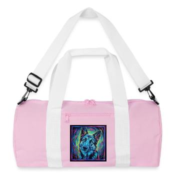 Neon-Wolfsblick - Recycelte Duffel Bag - Rosa/Weiß - Vorne