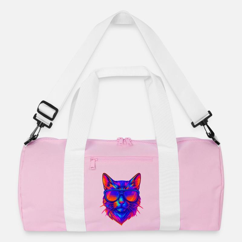 Lebendige Neonkatze mit Sonnenbrille Recycelte Duffel Bag
