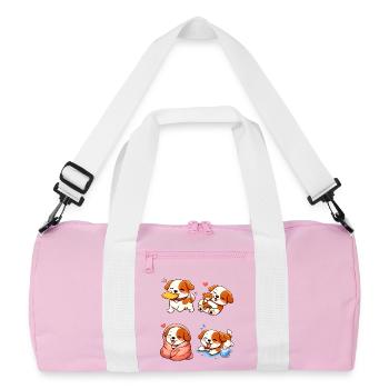 Niedliche und zarte Cartoon-Welpen - Recycelte Duffel Bag - Rosa/Weiß - Vorne
