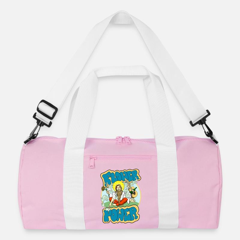 Flower Power - Recycelte Duffel Bag - Rosa/Weiß