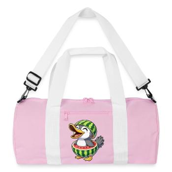 Cute Cartoon Duck Penguin Bird Melon Summer Joy - Recycled Duffel Bag - pink/white - Front