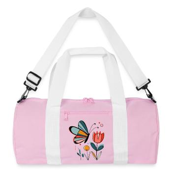 Spring motif butterfly with flowers - Recycled Duffel Bag - pink/white - Front