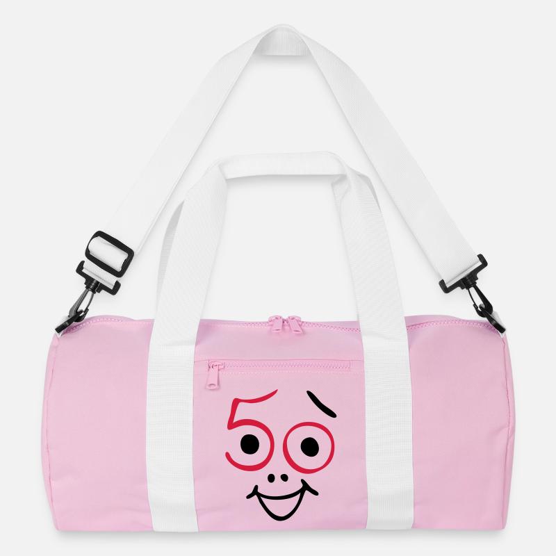 50 Jahre und noch frisch ! - Recycelte Duffel Bag - Rosa/Weiß