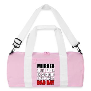 Mord – ein guter Grund und ein schlechter Tag - Recycelte Duffel Bag - Rosa/Weiß - Vorne