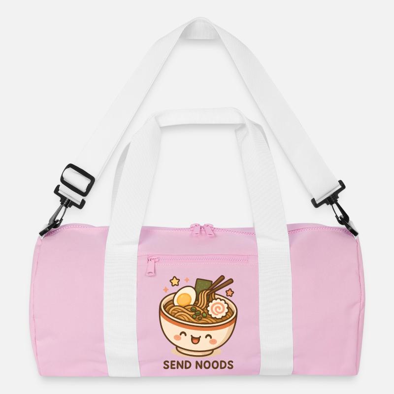 NUDELN SENDEN - Recycelte Duffel Bag - Rosa/Weiß