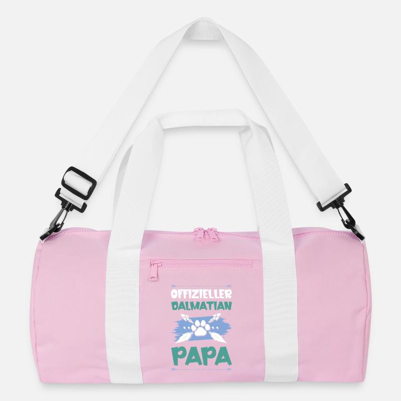 dalmatiner hunde papa - Recycelte Duffel Bag - Rosa/Weiß