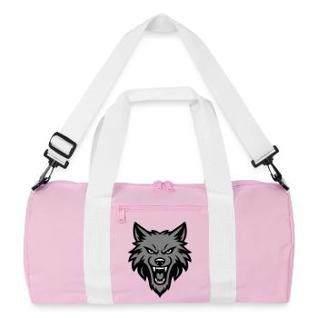 Wolf Kopf Logo - Recycelte Duffel Bag - Rosa/Weiß - Vorne