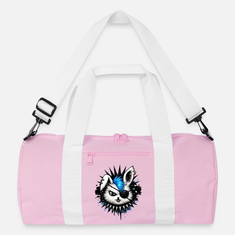 Punk rabbit with mohawk and eyepatch Recycled Duffel Bag