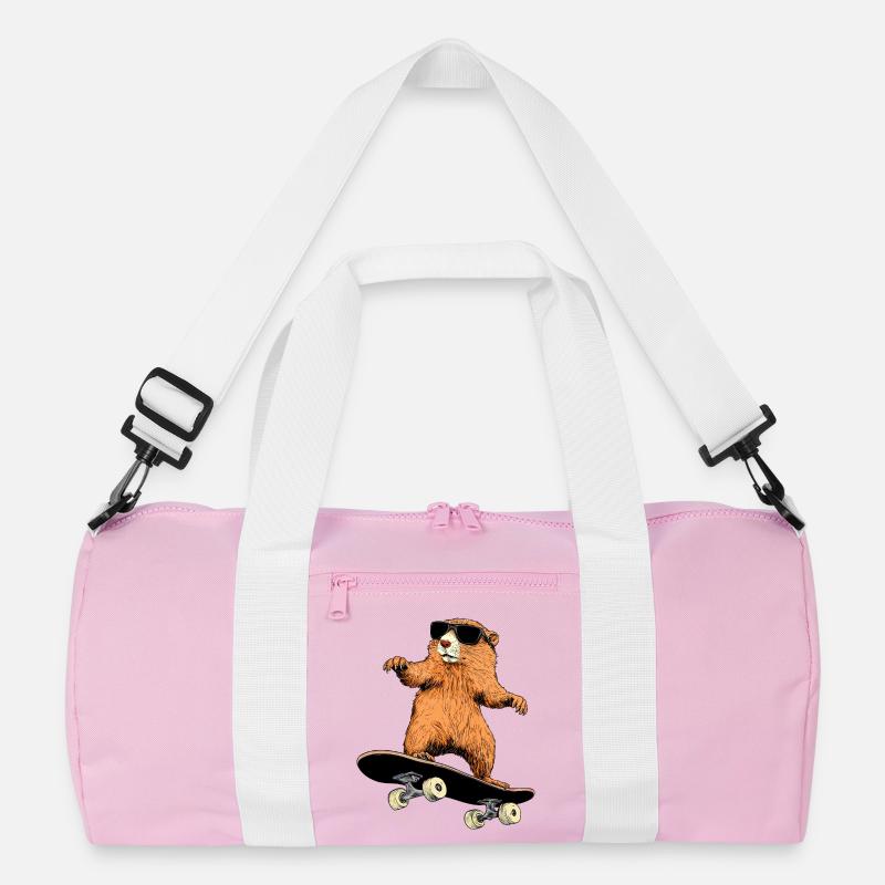 Murmeltier Skater - Recycelte Duffel Bag - Rosa/Weiß